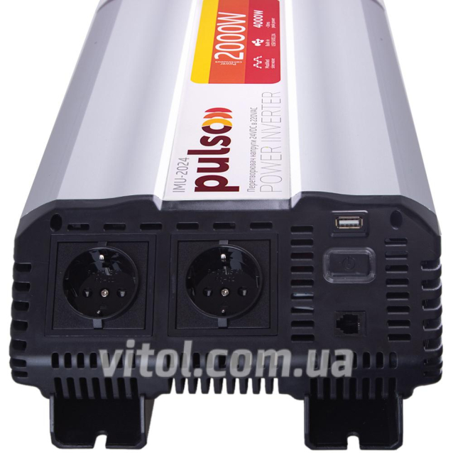 Преобраз. напряжения PULSO/IMU-2024/24V-220V/2000W/USB-5VDC2.0A/мод.синус./клеммы (IMU-2024)